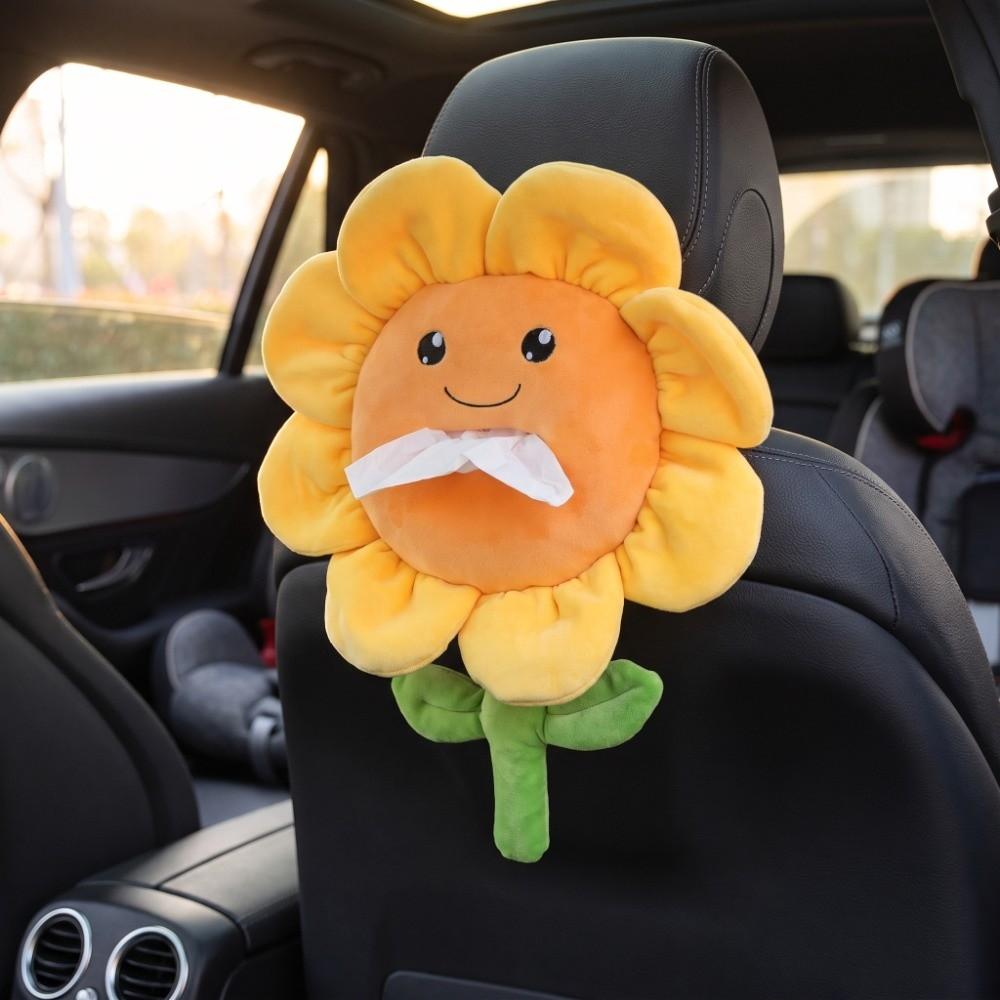 28 x 28 cm Sunflower Plush Car Tissue Box Car Rear Seat Backrest Tissue Storage