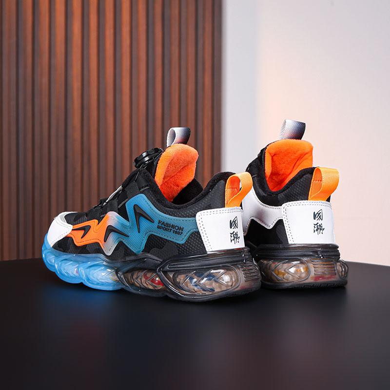 Autumn/Winter Kids Snow Sneakers Kids Short Fluff Sneakers Rotating Button Anti-Slip Sneakers Big Boy Cotton Shoes