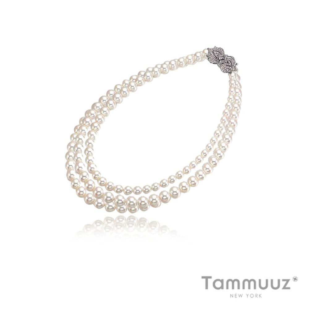 Naszyjnik warstwowy z 3 rzędów pereł 7 Sn029