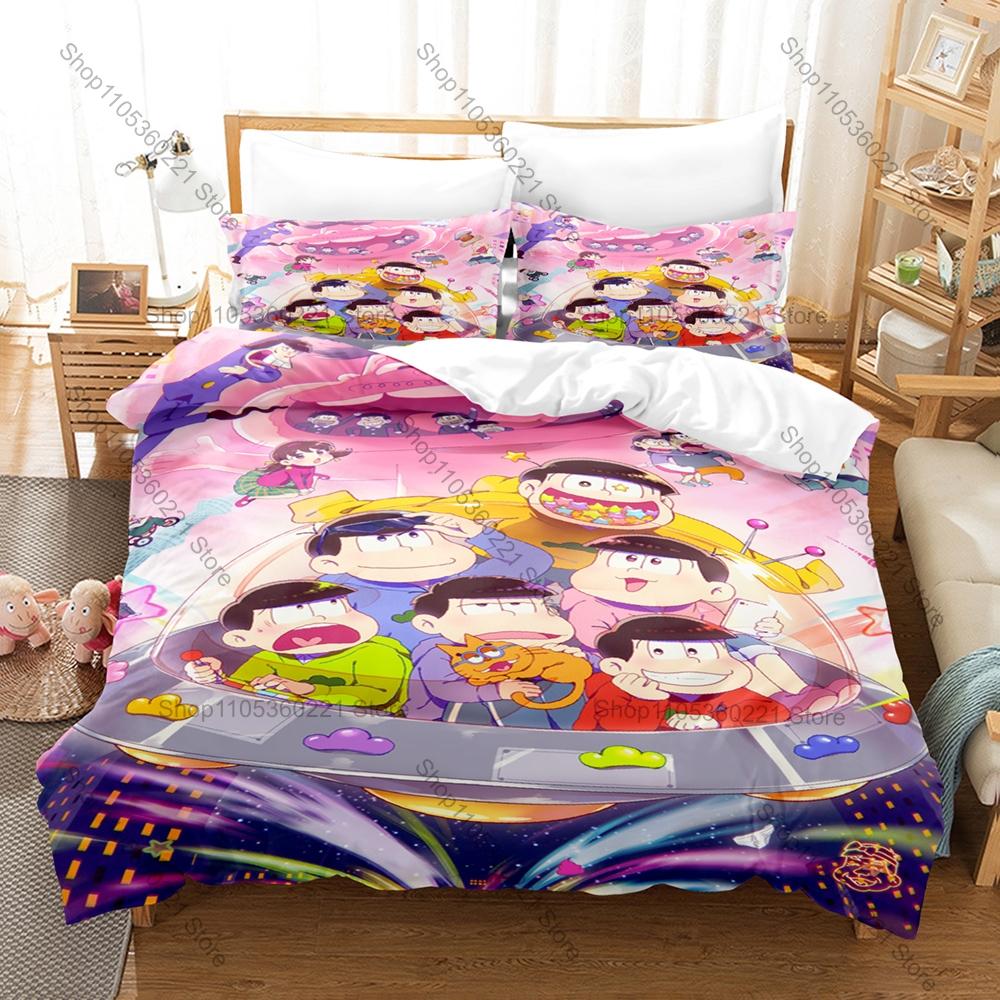 Funny Osomatsu San Theme Bedding Set 3 Piece Duvet Cover Set Home Textile For Kpop Fans Gift For Fans Bedroom Decor