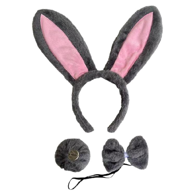 

Easter Bunnies Costume Accessories Set Ear Headband,Tail Halloween Cosplay Props