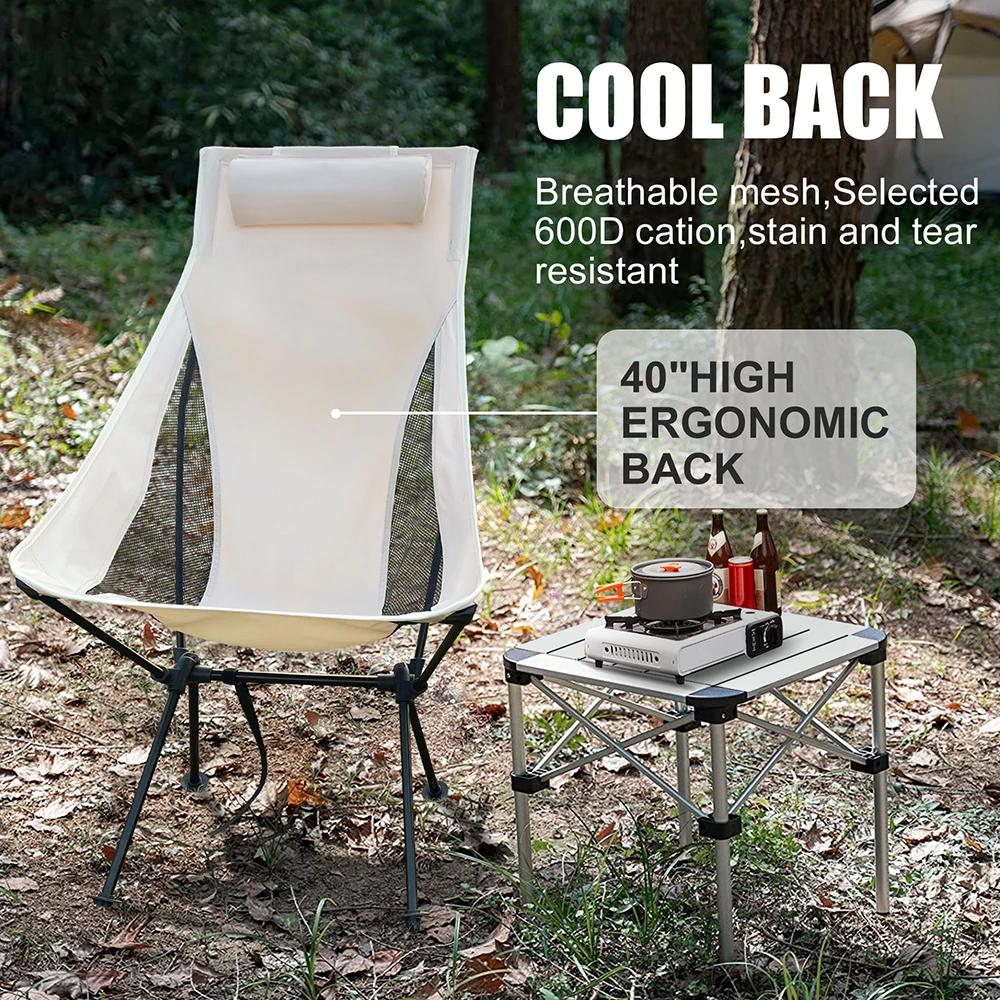 Multi-Scene Lightweight Aluminum Alloy Folding Chair with Headrest Portable for Camping Fishing Tourist Beach Outdoor Deck Chair