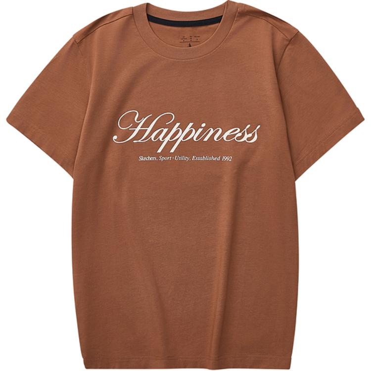 Skechers Soft Comfortable Fashion Sports Short Sleeve Regular T-Shirt Women Tops Imperial-Jade-Brown L324W017-046K S