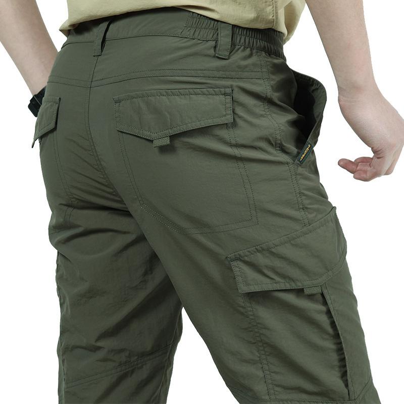 Summer Casual Lightweight Long Trousers Male Waterproof Quick Dry Cargo Camping Overalls Pants Breathable