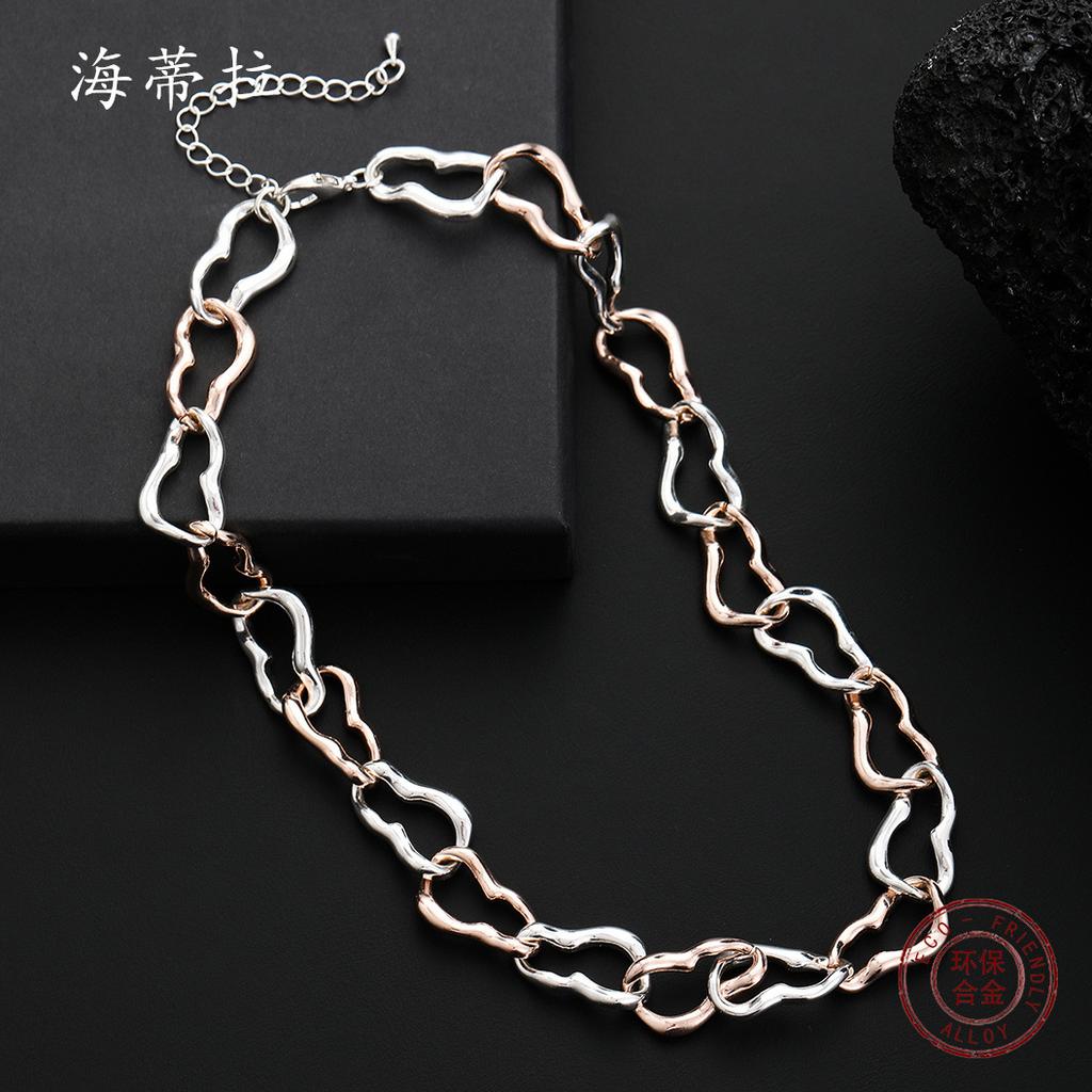 Collier ras du cou irrégulier en alliage, chaîne clavicule simple et polyvalente personnalisée punk hip hop