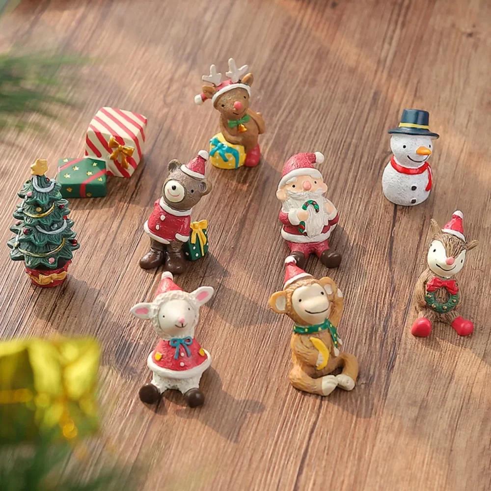 Figurki Bożonarodzeniowe Miniatury Choinka Święty Mikołaj Bałwany Niedźwiedź Mikro Krajobraz Domek dla Lalek Mech Terrarium Dekoracja Wróżek