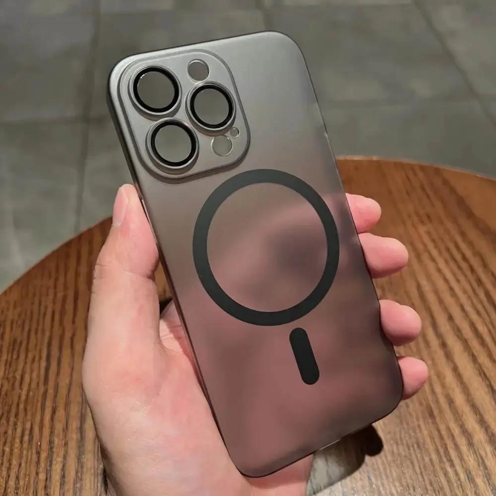 

Ультратонкий матовый магнитный чехол для iPhone 15 14 13 12 11 Pro Max 15 Plus, защитный чехол для объектива с беспроводной зарядкой Magsafe For iPhone13ProMax