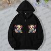Women Zip Up Hoodies Axolotl Eating Ramen Print Hoodies Long Sleeve Hooded Sweatshirt Harajuku Streetwear Lazy Style Jacket Coat