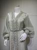 AB453 Puff Sleeve Cardigan: Elegant Long Dress & Robe Set with Hot Drill Accents