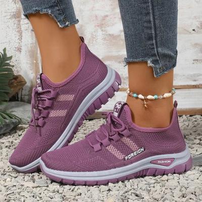 Mode Damen Sneaker Mesh Vulkanisierte Schuhe Frühling Damen Casual Flats Sneaker Weiblich Neue Mode Komfort Leicht Strickschuhe 2025