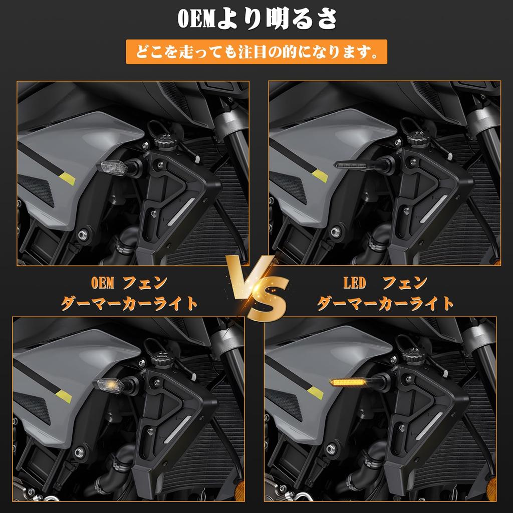 POPMOTORZ Motorcycle Turn Signal, LED Turn Signal, Flowing Amber, 12 V, High Brightness, E-Mark, Resistance, Universal Type, Smoke Lens