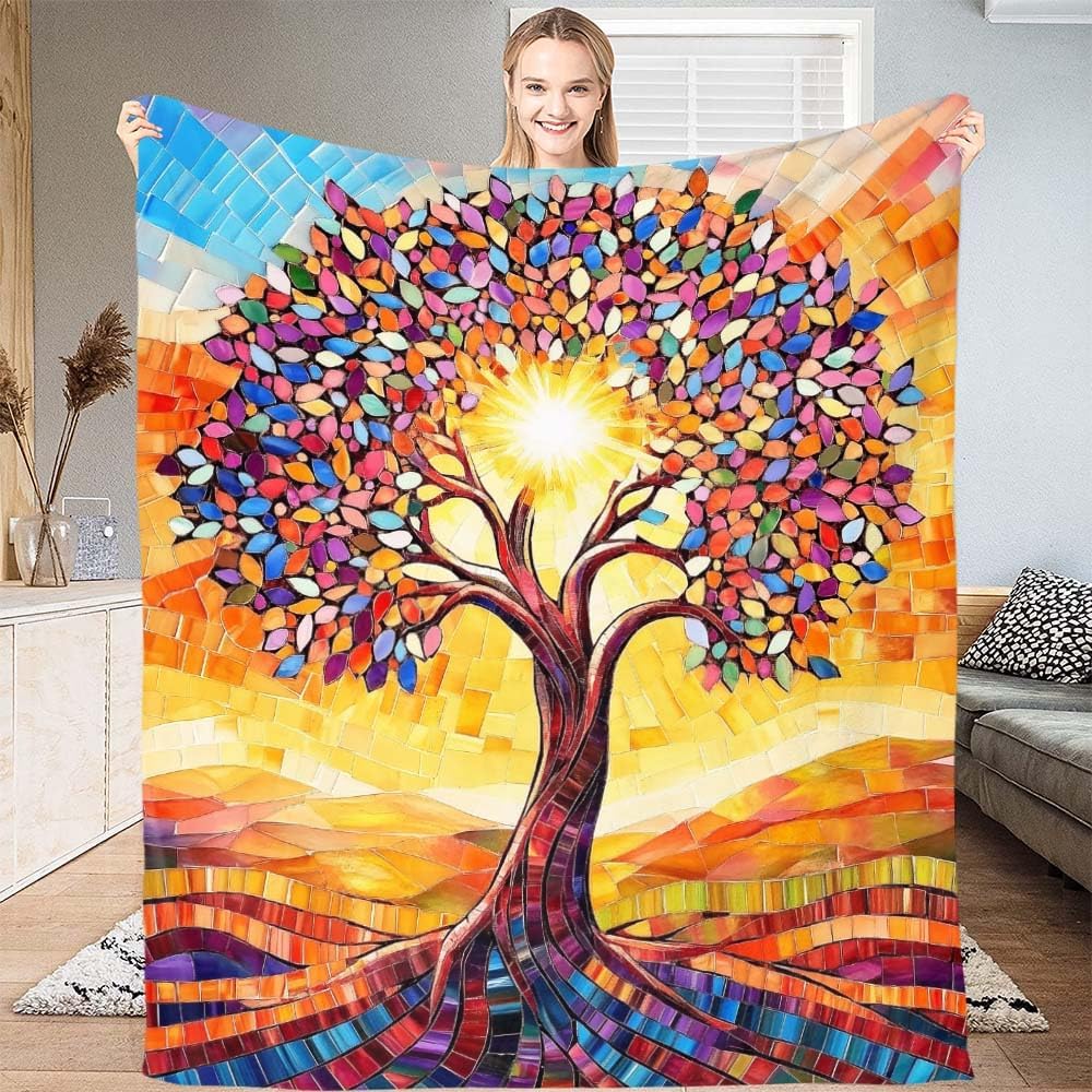 Yggdrasil blanket Norse mythology design tree of life pattern soft throw boho decor bedroom textile mystical accessory