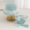 Girls' French Summer Straw Sun Hat - Wide Brim, UV Protection, Breathable Design