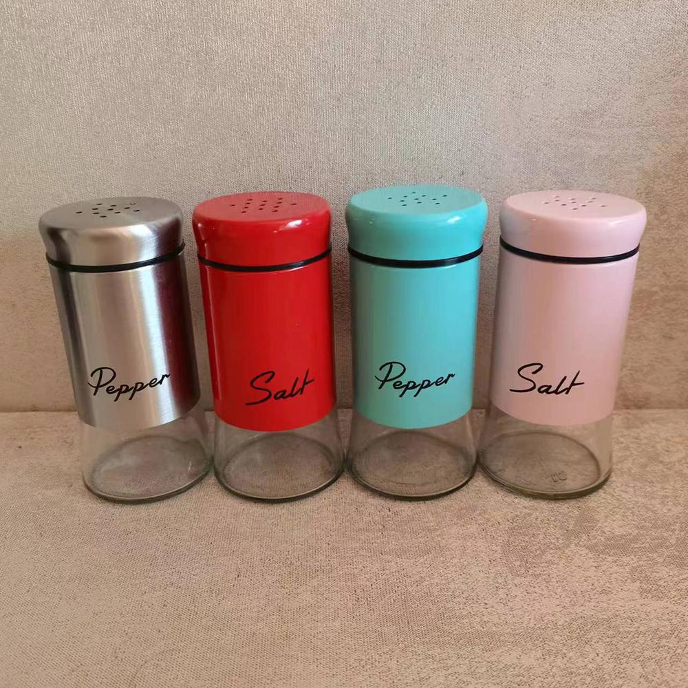 2-Piece Fashion Salt Pepper Shakers Set Dustproof Sealed Condiments Bottle For Home Kitchen Use
