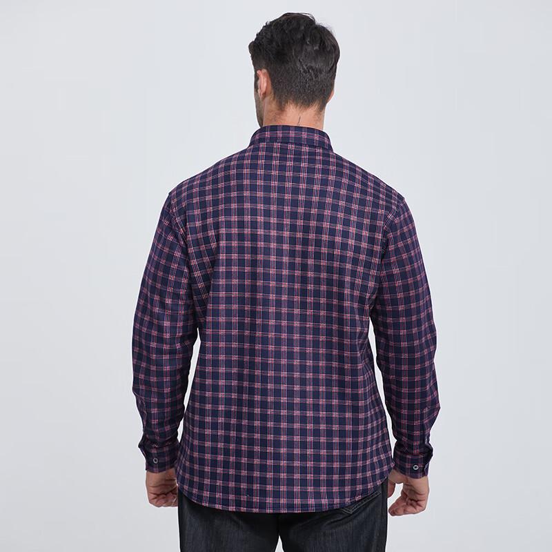 Di Bin Ze Men's Loose Fit Plus Size Fleece-Lined Plaid Shirt