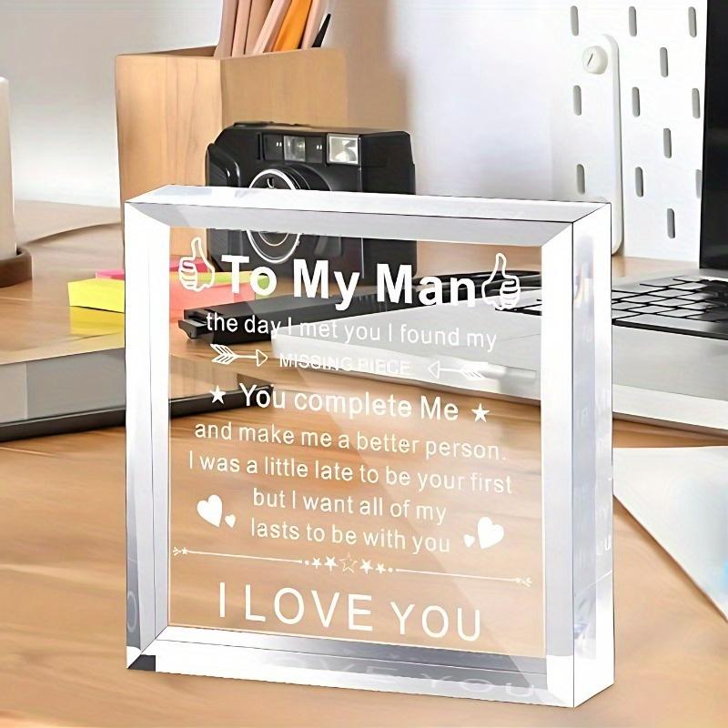 2D Flat "To My Man" Anniversary Gift Acrylic Desktop Decoration Plaque, Home Decor Plaque Hanging Wall Art Decorative Garden Decoration for Room Door