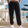European and American men's linen casual loose leggings cotton and linen breathable simple beach pants