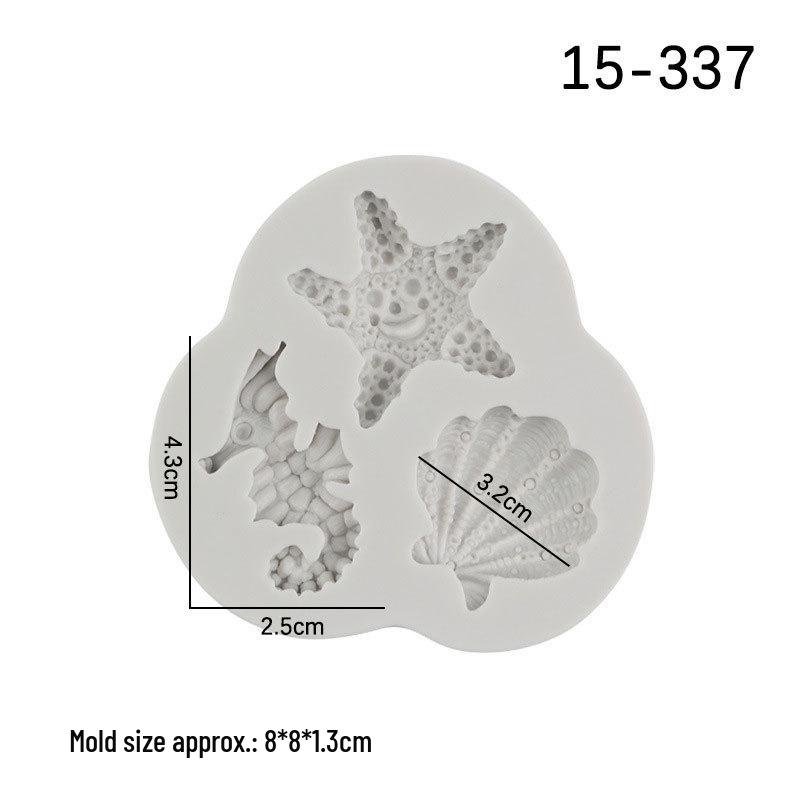 Ocean-Themed Silicone Mold: Starfish, Shell & Seahorse for Cake Decoration & DIY Fondant