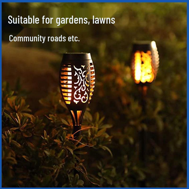 Solar Flame Torch Light - 12 LED Ground Stake for Courtyard Decoration (In Stock)