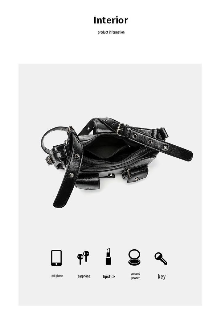 Retro Hot Girl Motorcycle Rivet Bag - Women's 2026 Fashion Single Shoulder & Crossbody Versatile Casual Bag