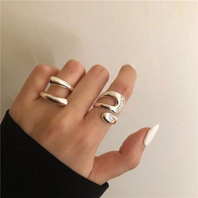925 Sterling Silver Geometric Irregular Curved Open Ring For Women Exquisite Party Jewelry Birthday Gifts S -R974