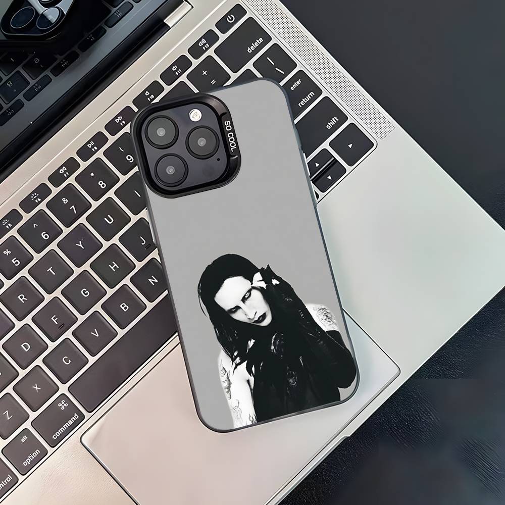 

Singer M-Marilyn M-Manson Phone Case For iPhone 16,15,14,13,12,11,Pro,XS,Max,Plus,Mini,SE4,E Black Matte Shockproof Cover iPhone11