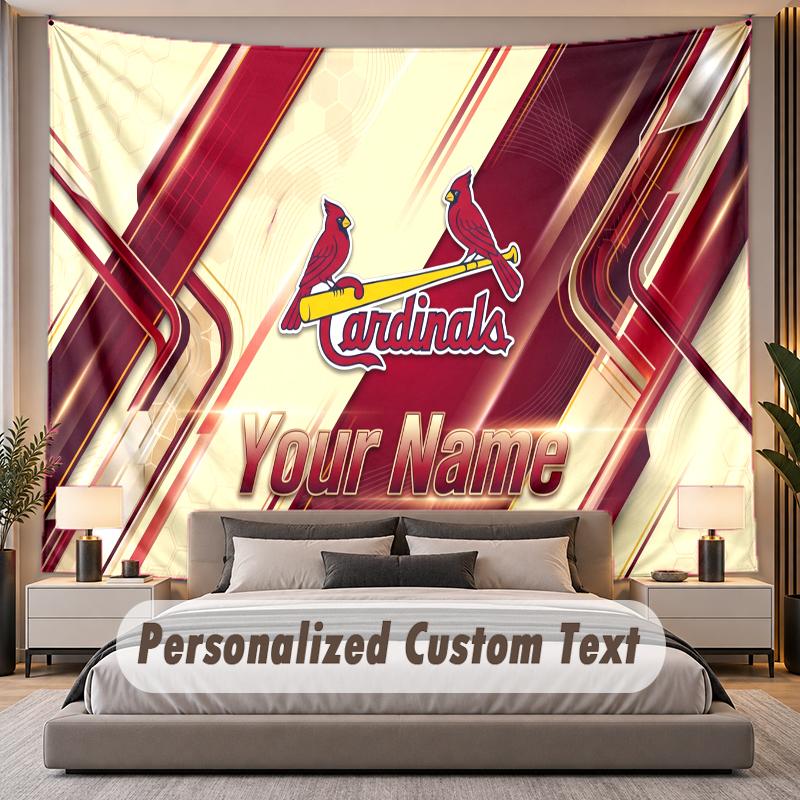 Custom Name Text Tapestry St. Louis Cardinals Personalized Polyester Wall Tapestry For Bedroom And Room