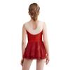 Girls Figure Skating Dress Round Neck Sleeveless Shiny Rhinestones Tiered Ruffled Dancewear