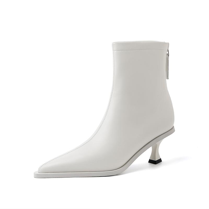 Fashion 2025 Fashion Women Shoes Ankle Boots Sexy Autumn Winter Pointed Toe High Heels Genuine Leather Casual Black Shoes Size 34-40