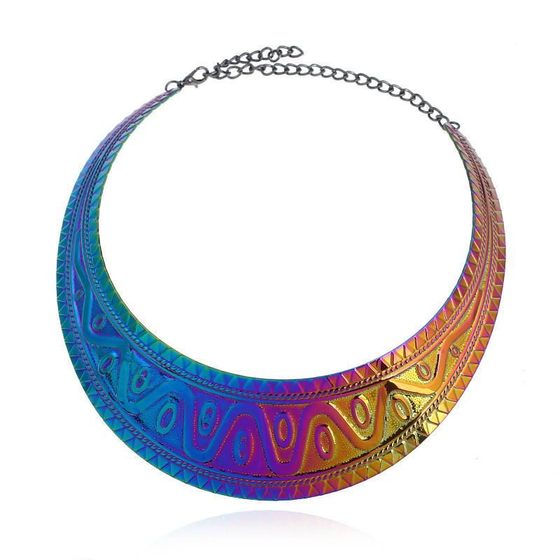 Metallic Punk Necklace With Electroplated Finish For Fashion And Gift Jewelry