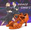 Damen-Latein-Tanzschuhe aus Satin für Salsa-Party, Ballsaal-Tanzschuhe mit hohem Absatz, 7,5 cm