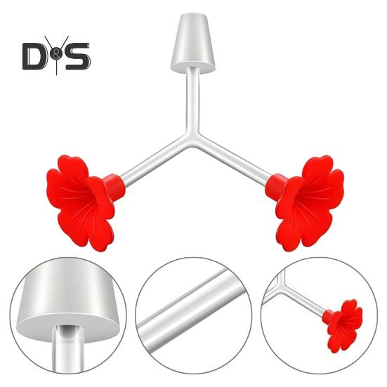 3 Pcs Floral Hummingbird Feeder Bird Feeder Tubes And Stoppers Double Head Feeding Ports with Bottle Stopper Water Feeding Replacement Parts for
