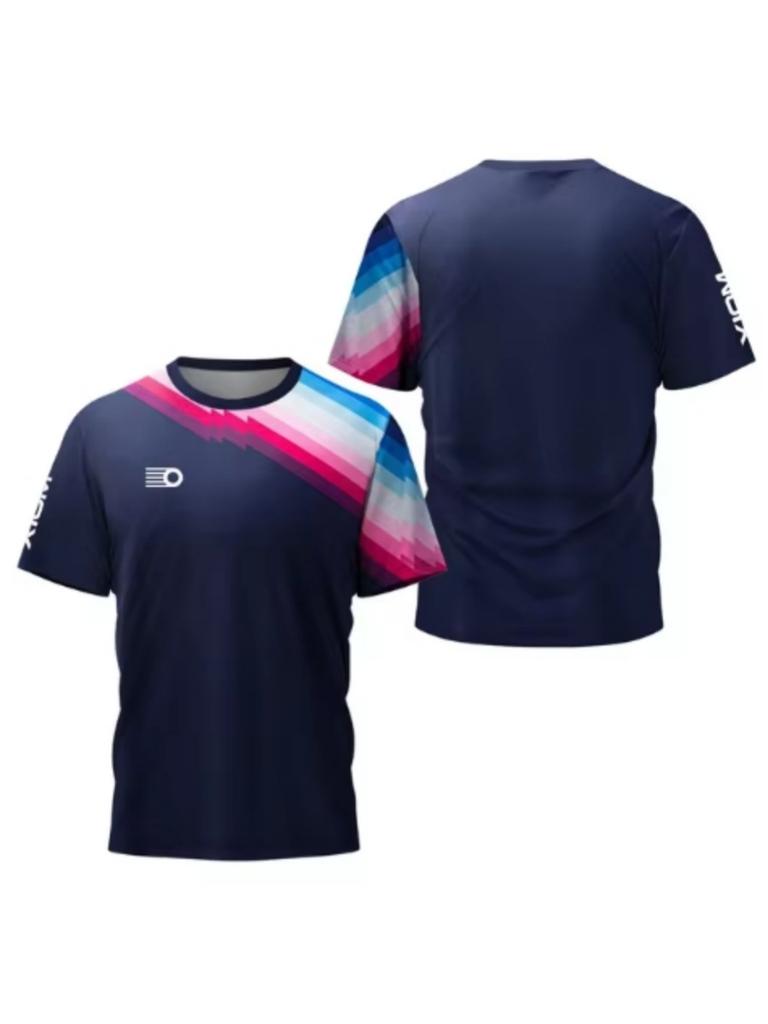 Summer 3D Printing Neon City High Performance Men's Table Tennis T-shirt Summer Badminton T-shirt Men Top Table Tennis Club Quick Dry Short Sleeve