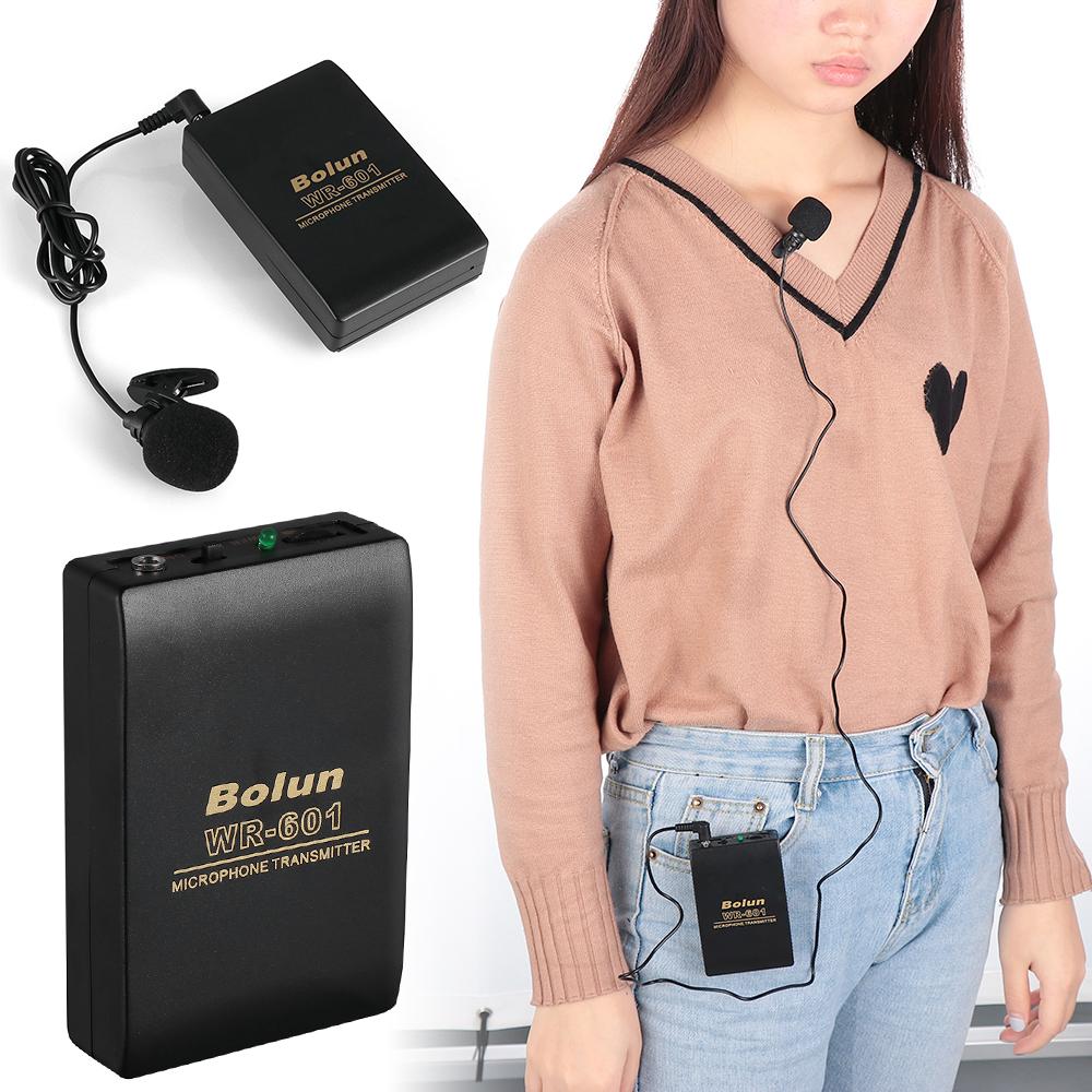 Portable Speech Speaker Clip Mic System Lavalier Lapel Wireless Microphone FM Transmitter Receiver