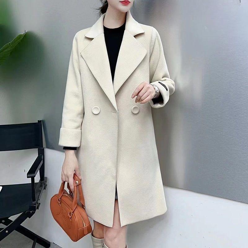 Women Loose Fit Plus Size Wool  Coat Oversized Korean Style Trench Coat  Autumn Outerwear