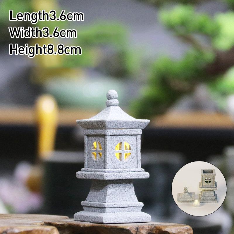 Vintage Zen Miniature Sand Stone Tower Pavilion Ornaments Lantern Figurines Japanese Garden Bonsai Rockery Lanscaping Home Decor
