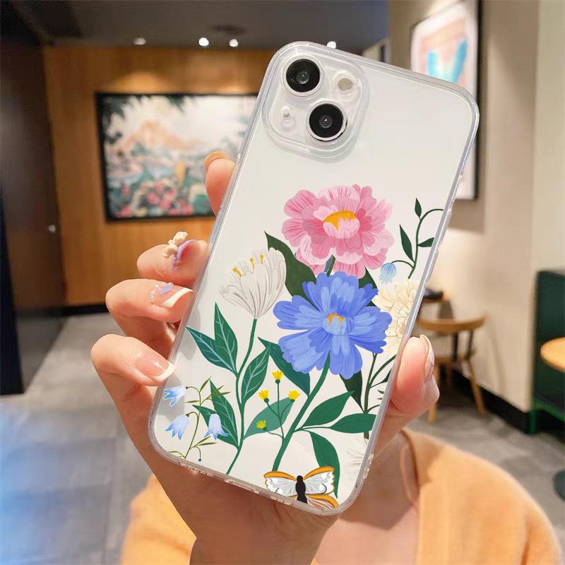 sunflower Flower Lavender Purple Luxury Transparent Phone Case For iPhone 15 16 14 13 12 11 Pro Max XS X XR SE 7 8 Plus Cover