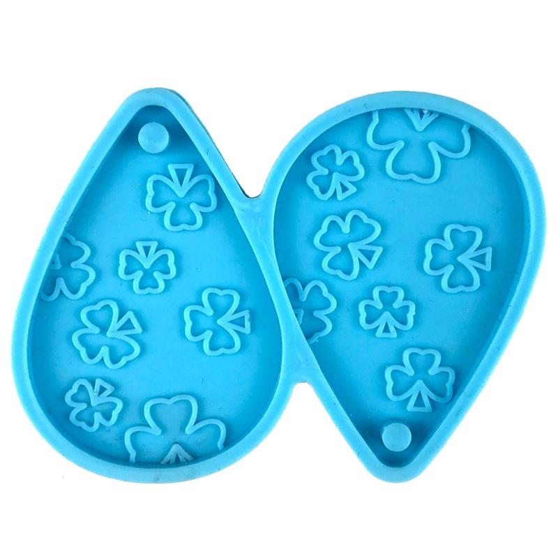 Ohrring Harzform Kleeblatt Ornament Silikonform Epoxidharz Gießen mit Loch für DIY Handwerk Schmuckherstellung Anhänger
