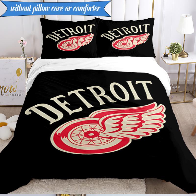 3PCS Vintage Detroit Wings Logo Bedding Set,Including 1pc Duvet Cover And 2pcs Pillowcases Perfect for Bedroom, Dormitory, Fan Christmas Gift