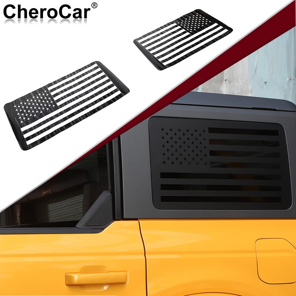 2X Black Rear Window Sticker Decal US-Flag Trim Exterior Fit for Bronco -25