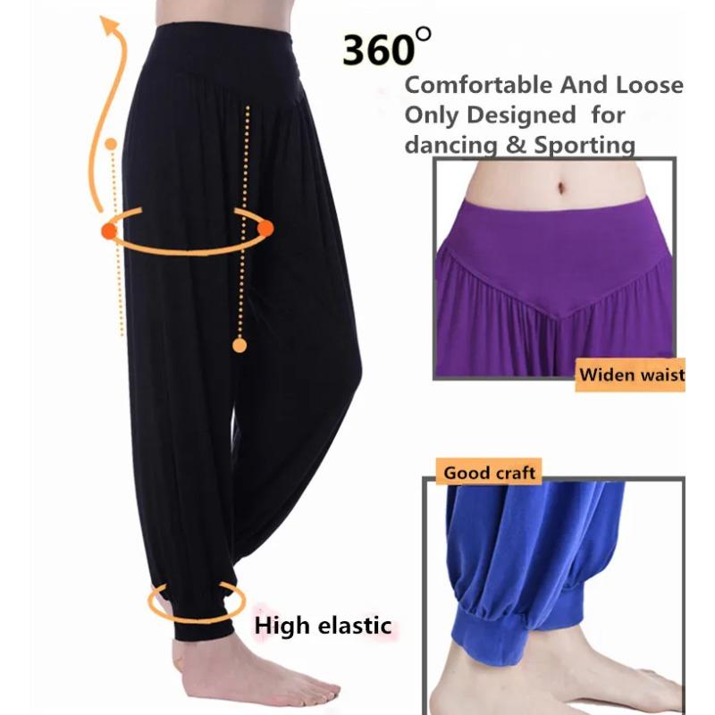 Dance Pants Women's Modal Loose Feet Dancing Wide-Legged Leotards Latin Yoga Practice Long Trousers Soft Home Pants