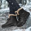 Men's Large Waterproof Non-Slip Thick Velvet Snow Boots - Winter Warm High Top Short Boots