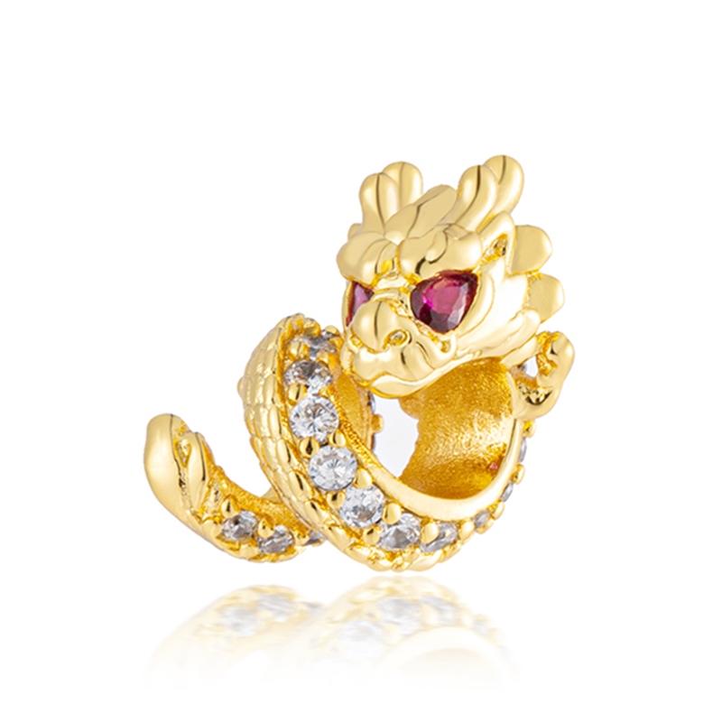 Sparking Gold Plated Charm Beads Pendant Fit Original Snake Copper Bracelet Necklace Beads For Diy Jewelry Women Gift