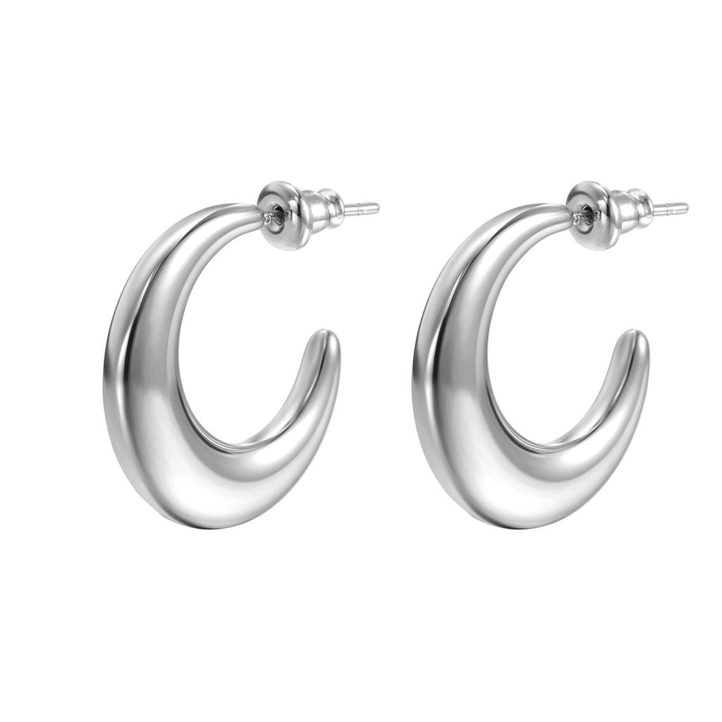 Trendy Titanium C-Shaped Stainless Steel Twisted Wire Earrings