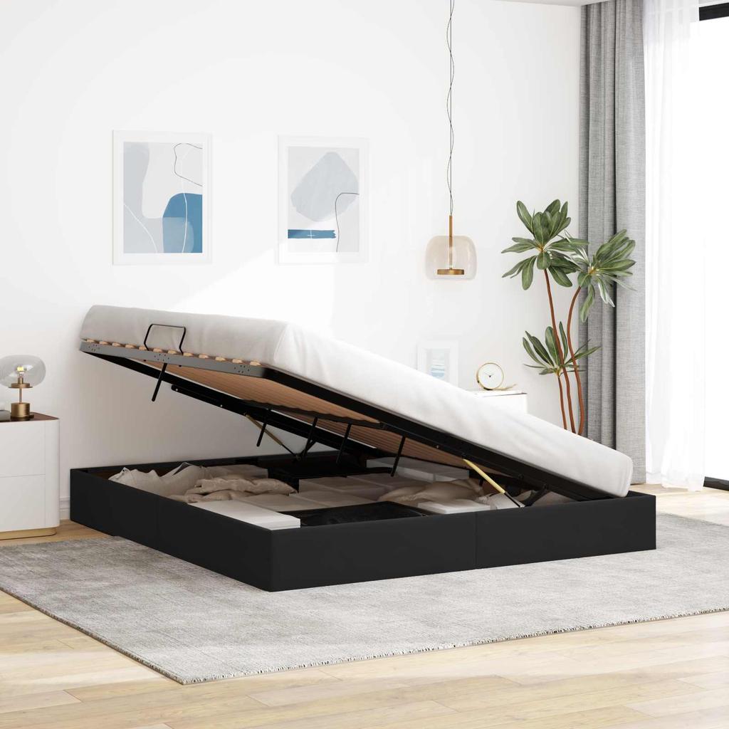 Ottoman Bed Frame with Storage Black 160 x 200 cm Velvet