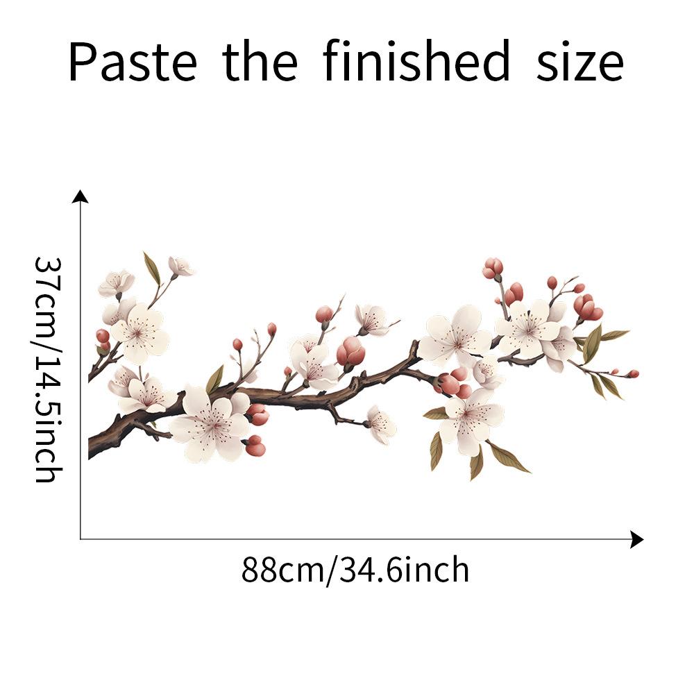 Selbstklebender Wandaufkleber mit Aquarellblumenzweig und Vogelmotiv für Schlafzimmer, Kopfteil oder Arbeitszimmer