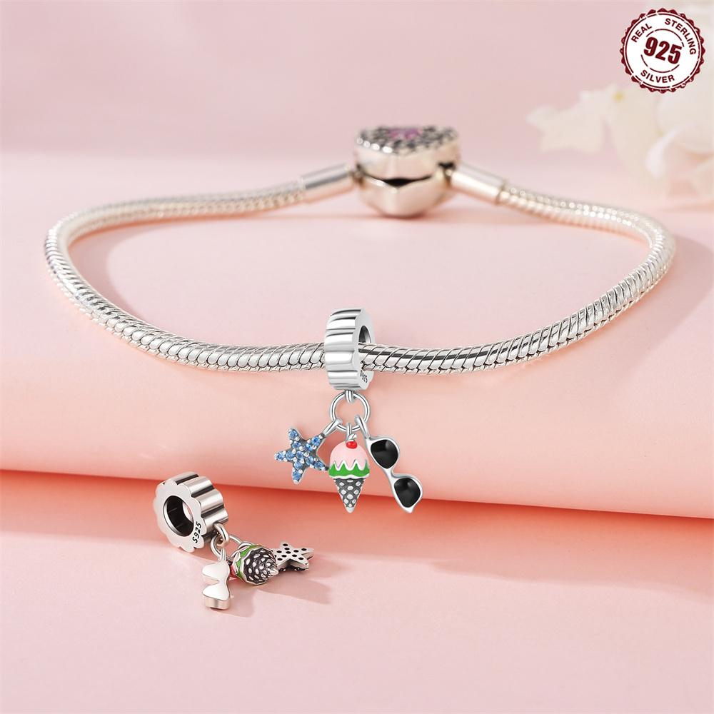 Original Copper Charms Luxury Starfish Ice Cream Sunglasses Pendant Beads Fit Bracelet Diy Women Making Delicate Gi