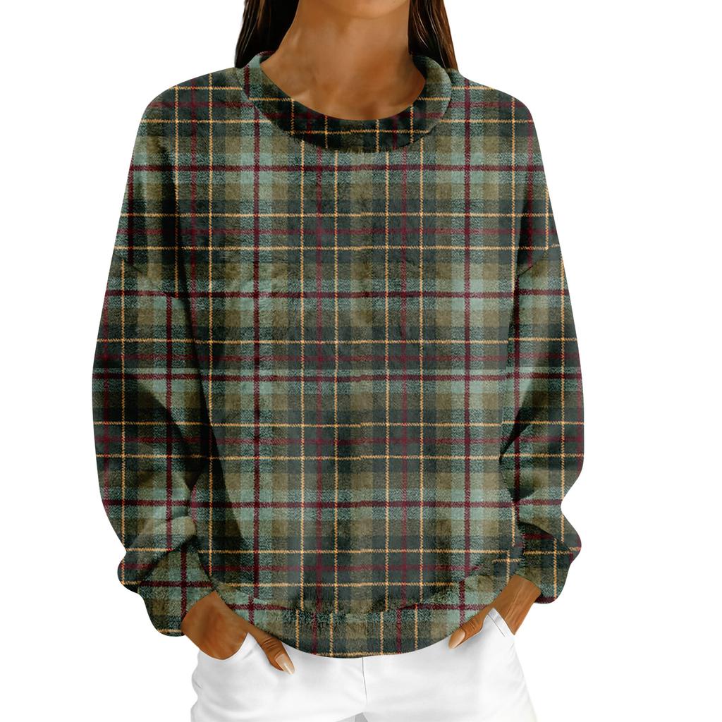 Women's Fleece Hoodie Long-Sleeve Round  Neck Casual Comfortable Loose-Fit Lightweight Women's Hoodie