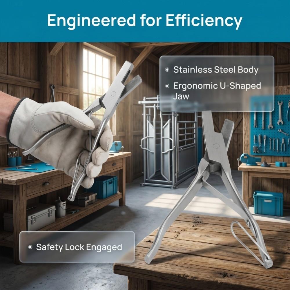 Sturdy U Shape Ear Pliers Stainless Steel Livestock Tool Long Service Animal Ear Notcher Sheep