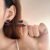 Dark Red Baroque Heart Wing Earrings - Niche Cute Women's Accessory